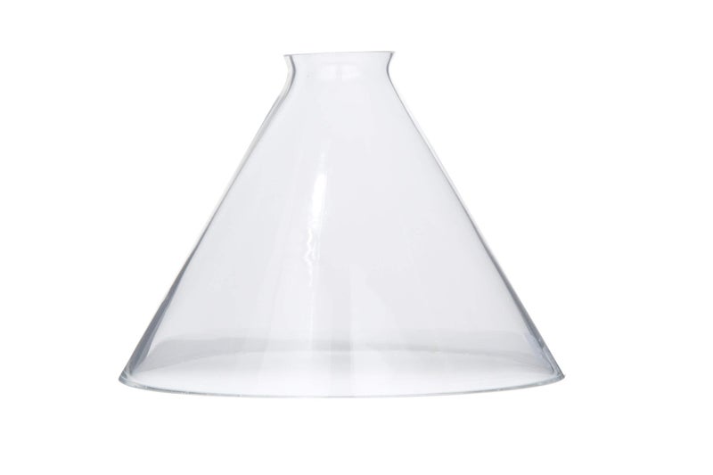 B&P LampÂ® Clear Glass Deep Cone Shade with 9 Inch Bottom Diameter and 2 1/4 Inch Top Lipped Fitter - Image 1